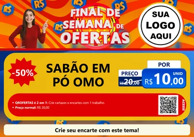 Modelo de Cartaz para Cartaz A4 Horizontal com o tema Final de Semana de Ofertas para Produtos de Limpeza