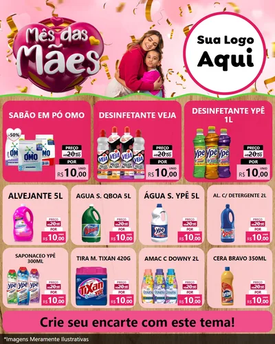 Modelo de Rede Social para Feed Instagram com o tema Mês das Mães para Produtos de Limpeza