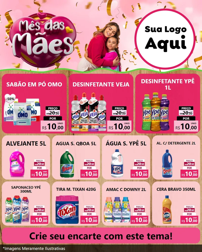 Modelo de Rede Social para Feed Instagram com o tema Mês das Mães para Produtos de Limpeza
