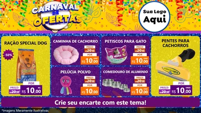 Modelo de TV para TV Horizontal com o tema Carnaval de Ofertas para Pet Shop