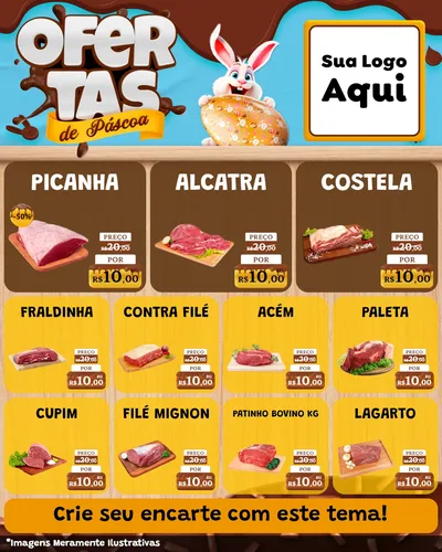 Modelo de Rede Social para Feed Instagram com o tema Ofertas de Páscoa para Açougue