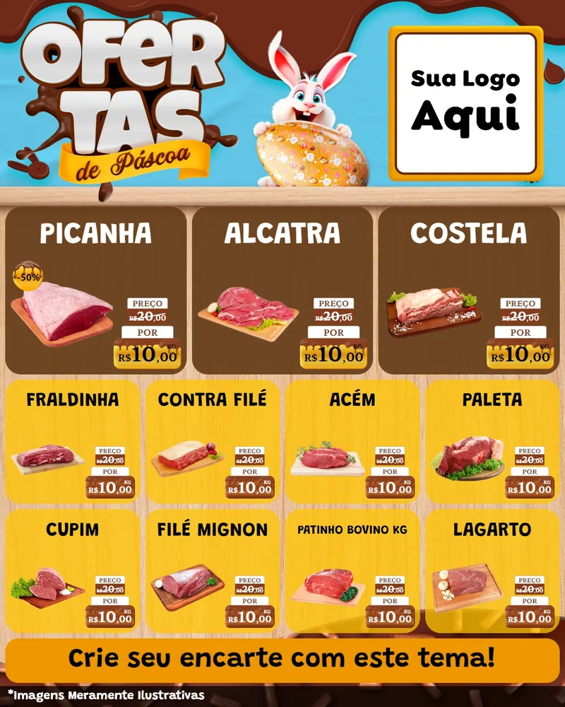 Modelo de Rede Social para Feed Instagram com o tema Ofertas de Páscoa para Açougue