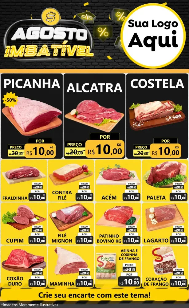 Modelo de Encarte para Encarte Grande com o tema Agosto Imbatível para Açougue