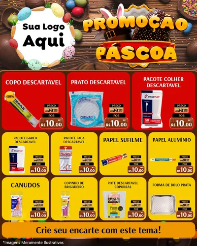 Modelo de Rede Social para Feed Instagram com o tema Promoção Páscoa para Embalagens