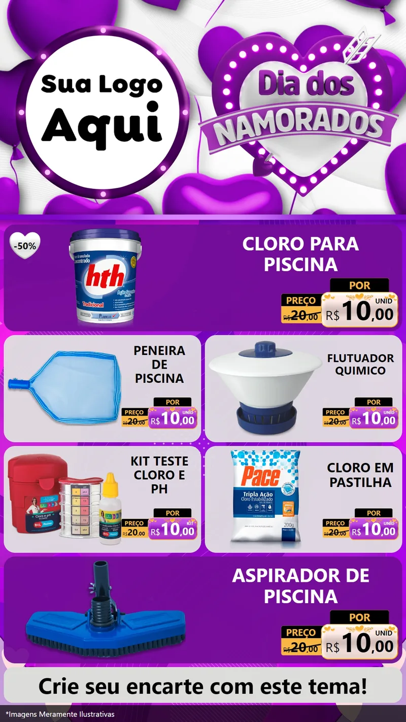 Modelo de TV para TV Vertical com o tema Dia dos Namorados para Produtos para Piscina