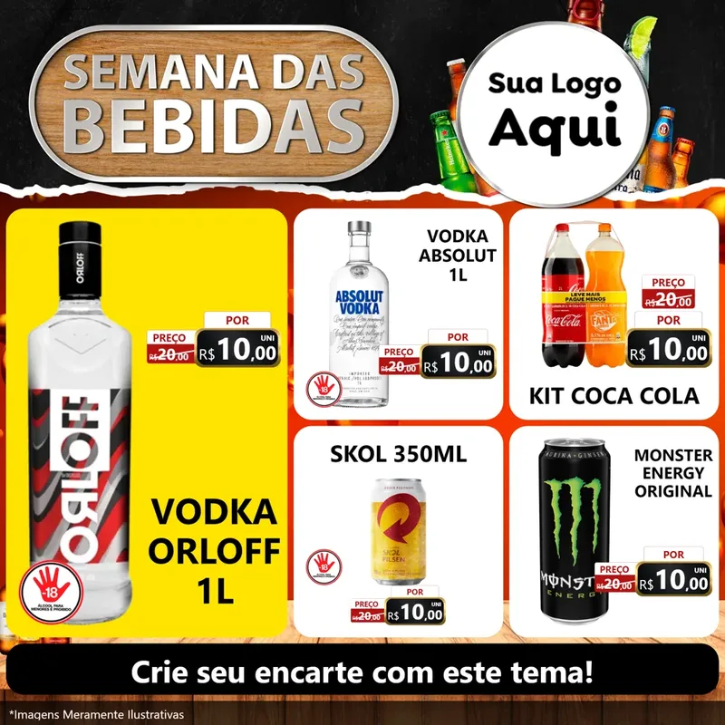 Modelo de Rede Social para Feed Facebook com o tema Semana das Bebidas para Distribuidora de bebidas
