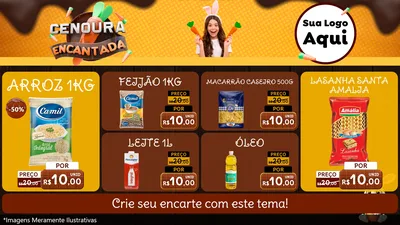 Modelo de TV para TV Horizontal com o tema Cenoura Encantada - Páscoa para Supermercado