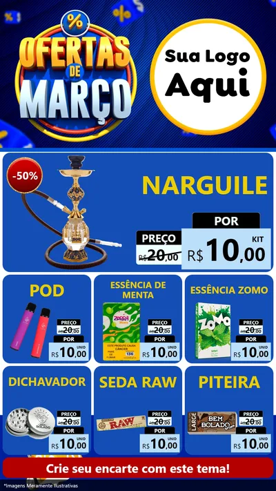 Modelo de Rede Social para Stories com o tema Ofertas de Março para Tabacaria