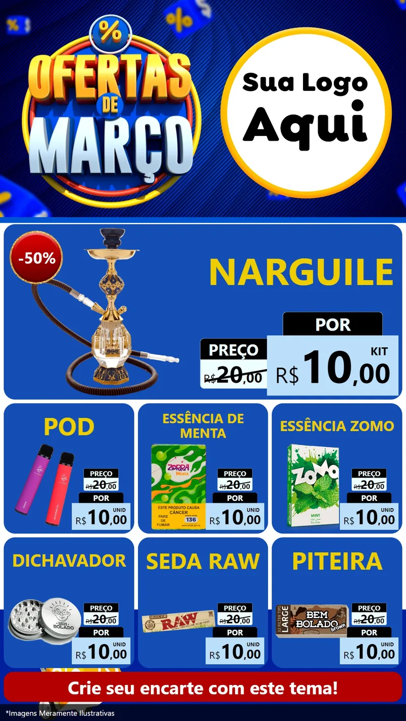 Modelo de Rede Social para Stories com o tema Ofertas de Março para Tabacaria