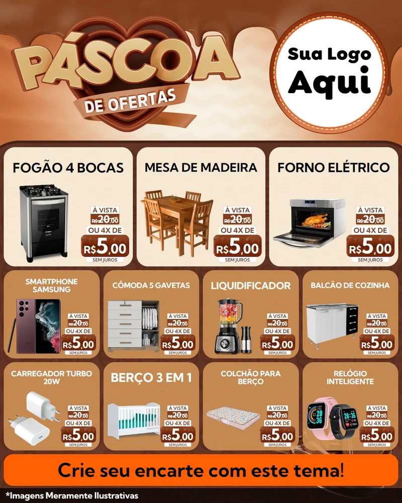 Modelo de Rede Social para Feed Instagram com o tema Páscoa de Ofertas para Móveis e Eletro