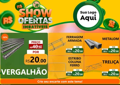 Modelo de Encarte para Encarte A4 Horizontal com o tema Show de Ofertas Imbatíveis para Ferragens