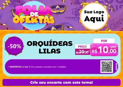 Modelo de Cartaz para Cartaz A4 Horizontal com o tema Folia de Ofertas para Floricultura e jardim