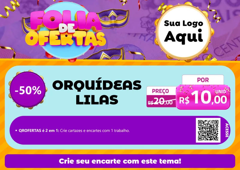 Modelo de Cartaz para Cartaz A4 Horizontal com o tema Folia de Ofertas para Floricultura e jardim