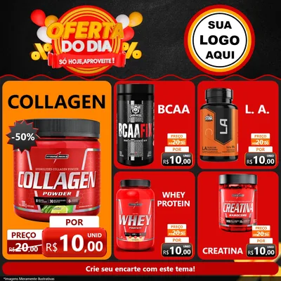 Modelo de Rede Social para Feed Facebook com o tema Oferta do Dia - Só hoje, Aproveite! para Suplementos alimentares