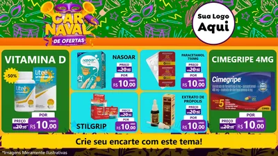 Modelo de TV para TV Horizontal com o tema Carnaval de Ofertas para Farmácia
