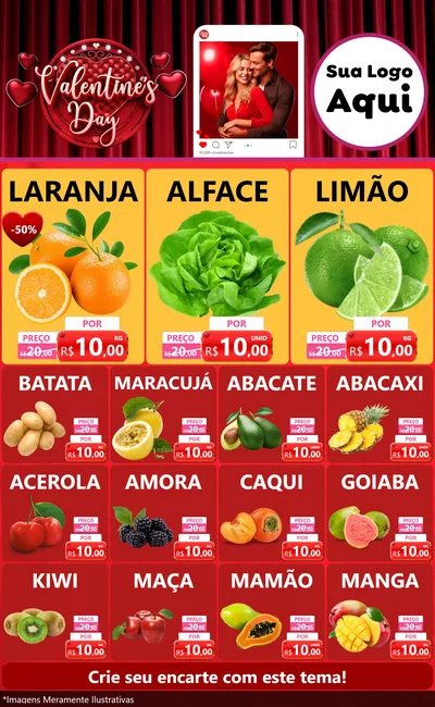 Modelo de Encarte para Encarte Grande com o tema Valentine's Day para Hortifrúti
