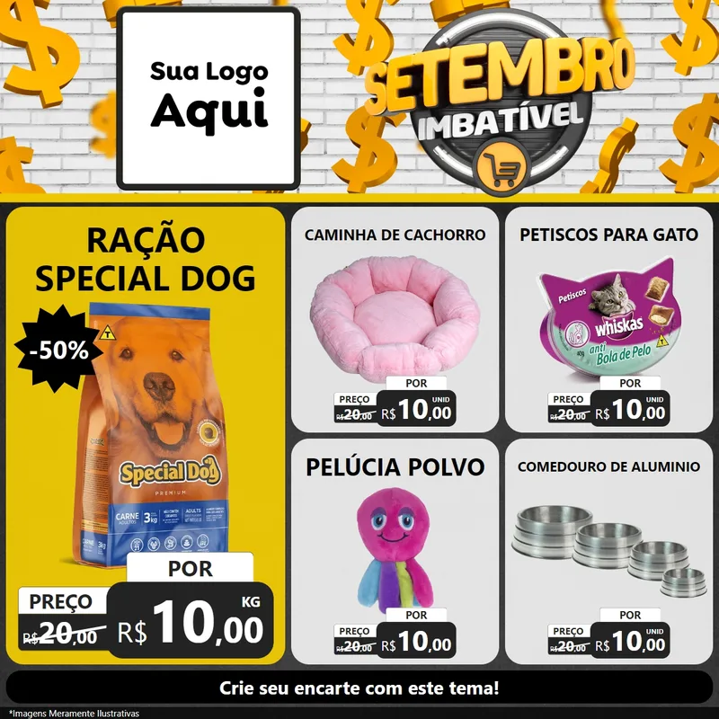 Modelo de Rede Social para Feed Facebook com o tema Setembro Imbatível para Pet Shop