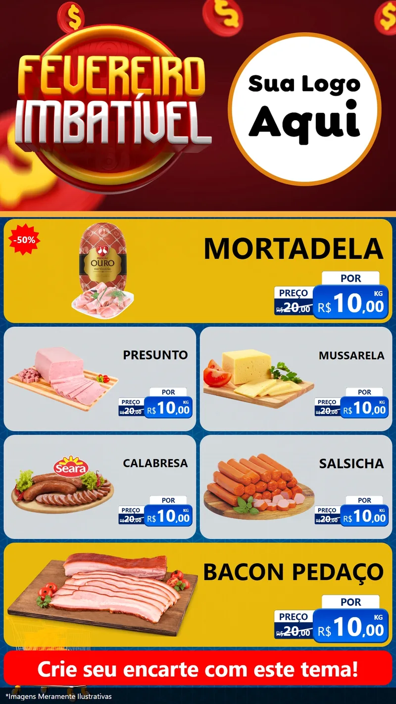 Modelo de TV para TV Vertical com o tema Fevereiro Imbatível para Frios e Laticínios