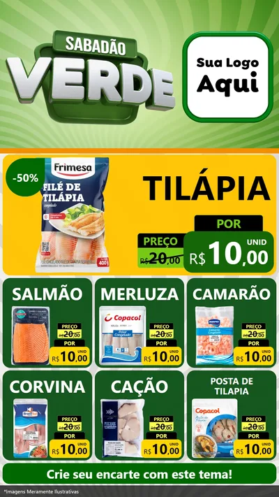 Modelo de Rede Social para Stories com o tema Sabadão Verde para Peixaria