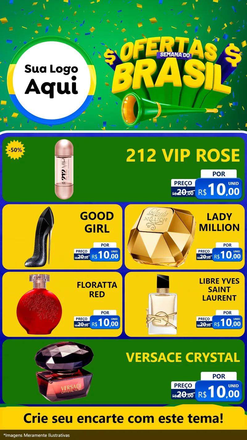 Modelo de TV para TV Vertical com o tema Ofertas Semana do Brasil para Perfumes