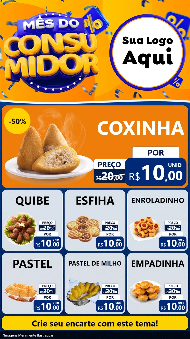 Modelo de Rede Social para Stories com o tema Mês do Consumidor para Salgadaria