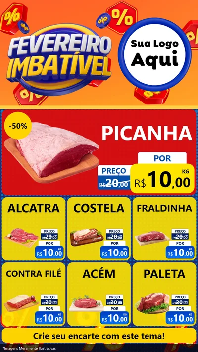 Modelo de Rede Social para Stories com o tema Fevereiro Imbatível para Açougue
