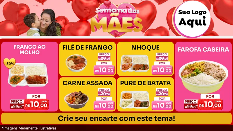 Modelo de TV para TV Horizontal com o tema Semana Das Mães para Restaurante