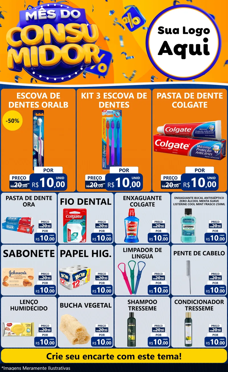 Modelo de Encarte para Encarte Grande com o tema Mês do Consumidor para Higiene Pessoal