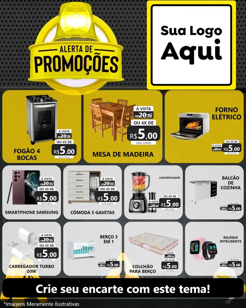 Modelo de Rede Social para Feed Instagram com o tema Alerta de Promoções para Móveis e Eletro