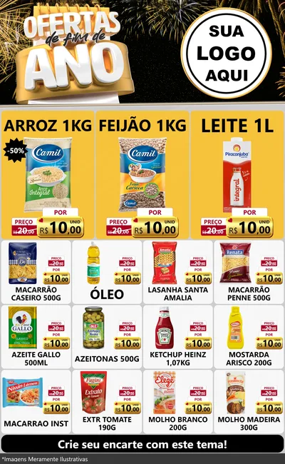 Modelo de Encarte para Encarte Grande com o tema Ofertas de Fim de Ano para Supermercado