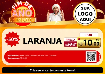 Modelo de Cartaz para Cartaz A4 Horizontal com o tema Fim de Ano Premiado para Hortifrúti