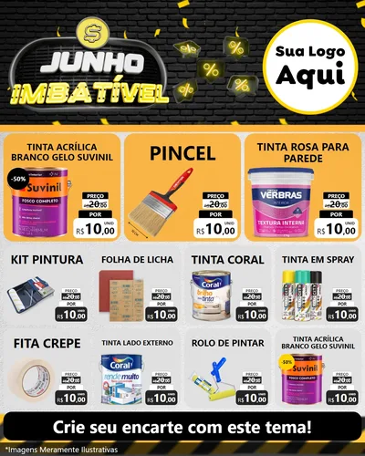 Modelo de Rede Social para Feed Instagram com o tema Junho Imbatível para Tintas e Ferramentas