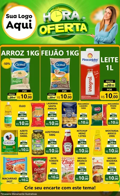 Modelo de Encarte para Encarte Grande com o tema Hora da Oferta para Supermercado