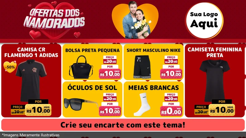 Modelo de TV para TV Horizontal com o tema Ofertas Dos Namorados para Roupas e acessórios