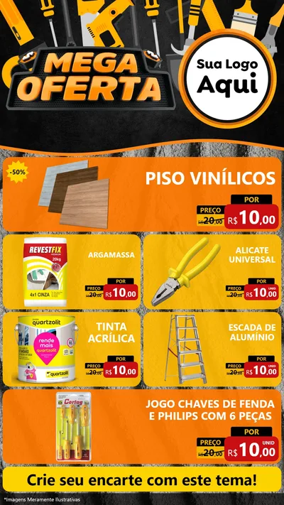 Modelo de TV para TV Vertical com o tema Mega Oferta para Material para Construção