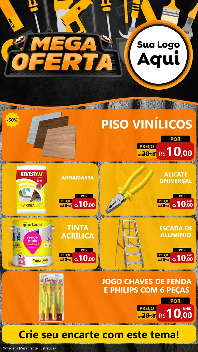 Modelo de TV para TV Vertical com o tema Mega Oferta para Material para Construção