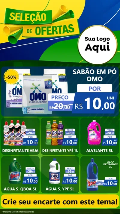 Modelo de Rede Social para Stories com o tema Seleção de Ofertas - Copa para Produtos de Limpeza