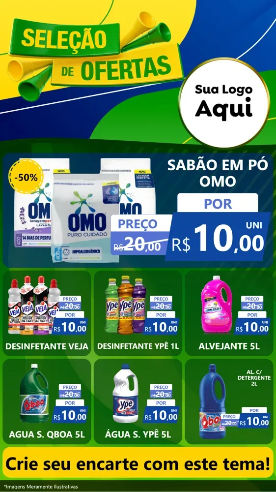 Modelo de Rede Social para Stories com o tema Seleção de Ofertas - Copa para Produtos de Limpeza