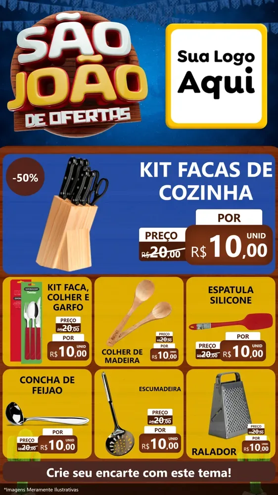 Modelo de Rede Social para Stories com o tema São João Ofertas Imbatíveis! - Junina para Utilidades Domésticas