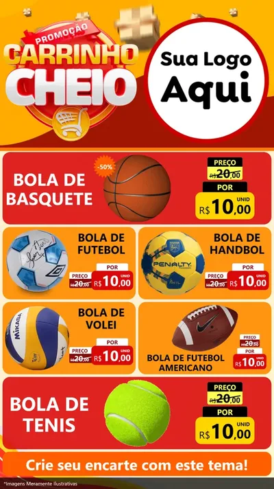 Modelo de TV para TV Vertical com o tema Promoção carrinho cheio para Artigos Esportivos