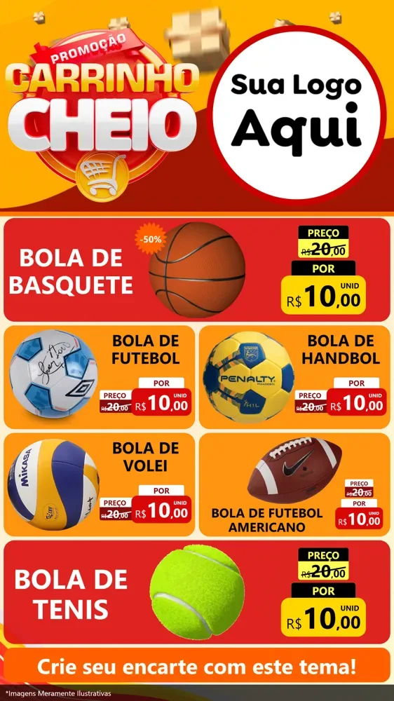Modelo de TV para TV Vertical com o tema Promoção carrinho cheio para Artigos Esportivos