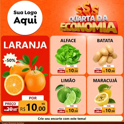 Modelo de Rede Social para Feed Facebook com o tema Quarta da Economia para Hortifrúti