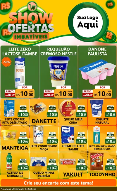 Modelo de Encarte para Encarte Grande com o tema Show de Ofertas Imbatíveis para Frios e Laticínios