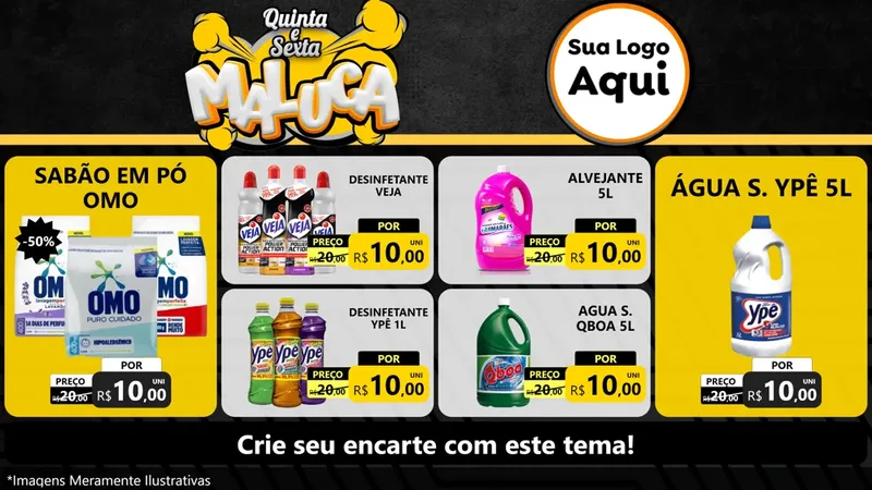 Modelo de TV para TV Horizontal com o tema Quinta e Sexta Maluca para Produtos de Limpeza