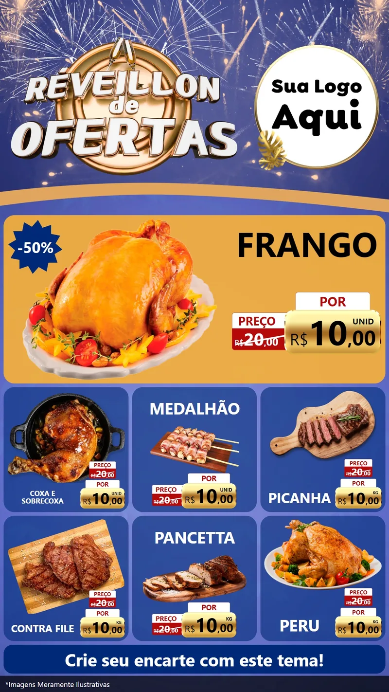 Modelo de Rede Social para Stories com o tema Réveillon de Ofertas para Assados