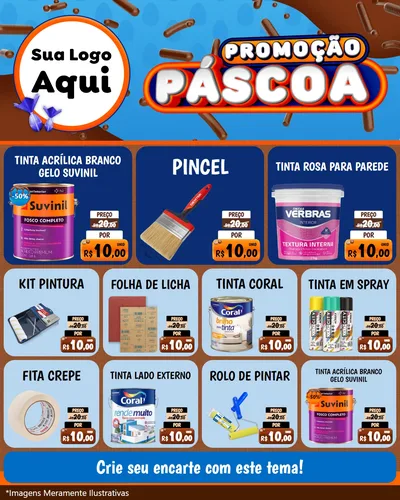Modelo de Rede Social para Feed Instagram com o tema Promoção Páscoa para Tintas e Ferramentas