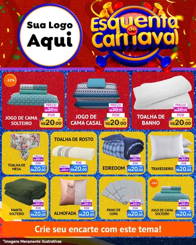 Modelo de Rede Social para Feed Instagram com o tema Esquenta de Carnaval para Cama, Mesa e Banho