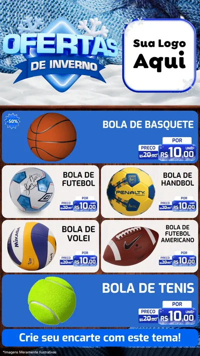 Modelo de TV para TV Vertical com o tema Ofertas de Inverno para Artigos Esportivos