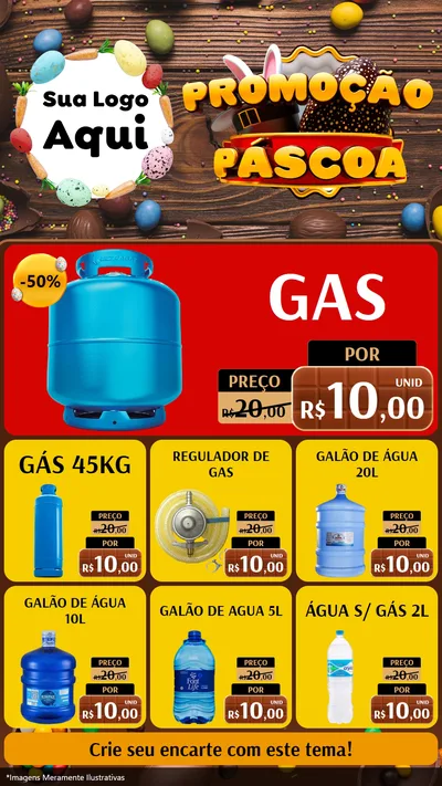 Modelo de Rede Social para Stories com o tema Promoção Páscoa para Água e gás