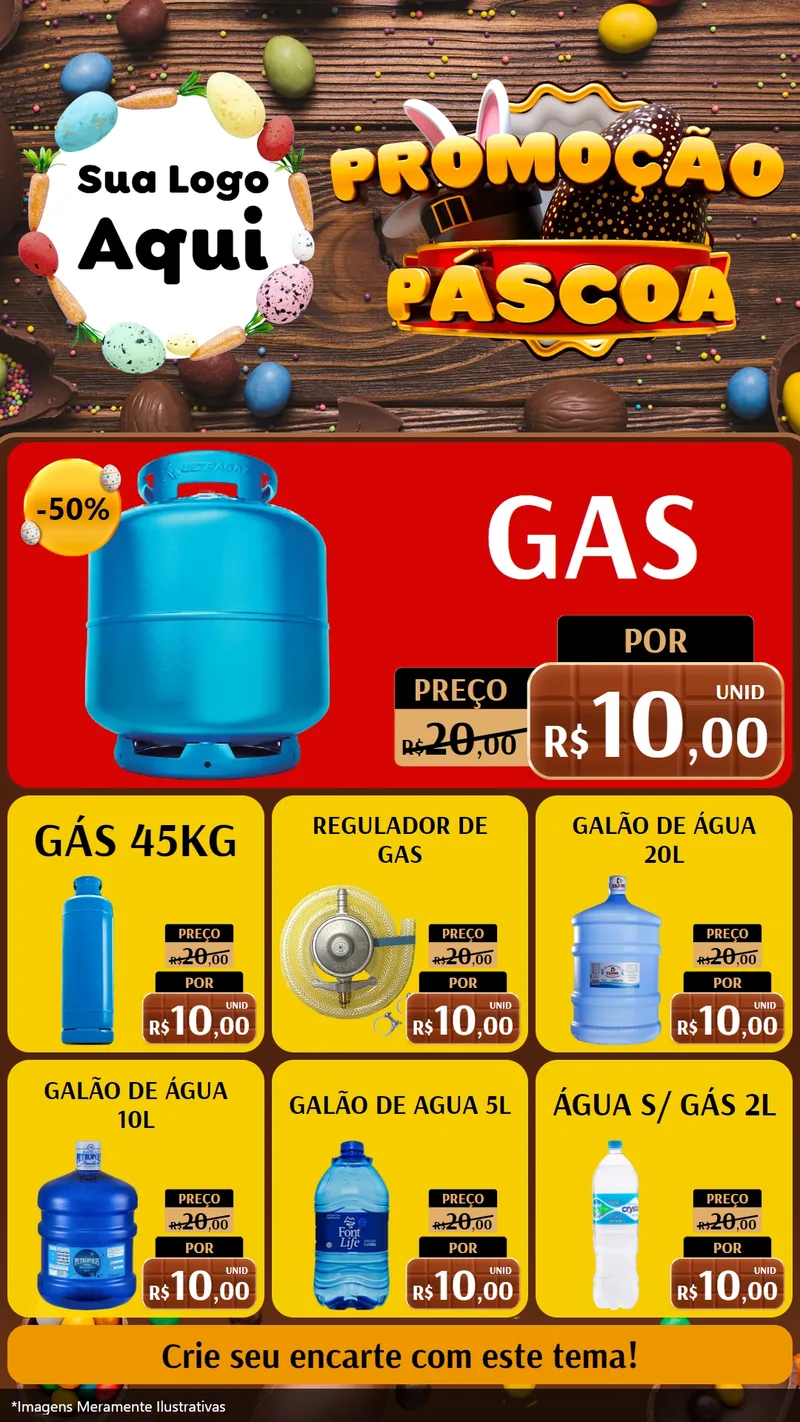 Modelo de Rede Social para Stories com o tema Promoção Páscoa para Água e gás